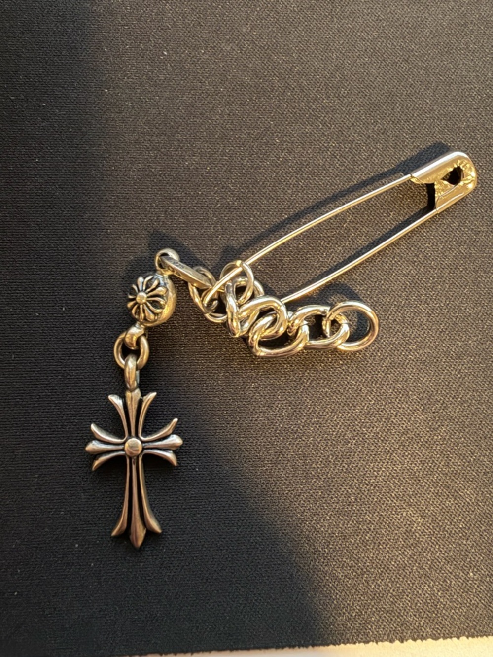 Chrome DIY Silver Cross Pin Brooch